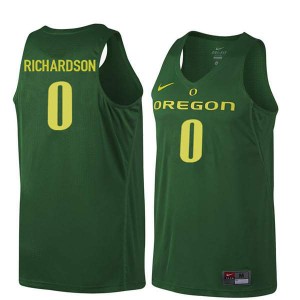 Men's Will Richardson Dark Green UO #0 Basketball Stitched Jerseys