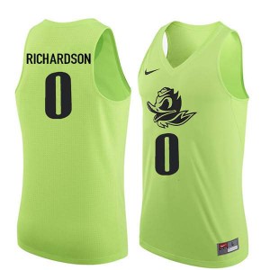 Men's Will Richardson Electric Green Oregon Ducks #0 Basketball Stitch Jerseys