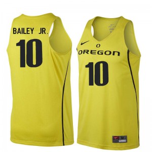Mens Victor Bailey Jr. Yellow Ducks #10 Basketball Stitched Jerseys