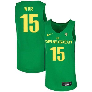 Men's Lok Wur Green Oregon #15 Basketball Stitch Jerseys