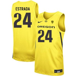 Men Aaron Estrada Yellow Oregon Ducks #24 Basketball Embroidery Jersey