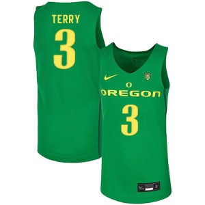 Mens Jalen Terry Green Oregon Ducks #3 Basketball Embroidery Jerseys