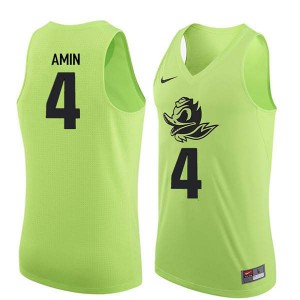 Men's Ehab Amin Electric Green Oregon Ducks #4 Basketball Stitched Jersey