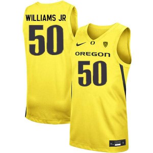 Men's Eric Williams Jr. Yellow Oregon Ducks #50 Basketball Stitch Jerseys