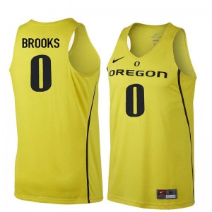 Men's Aaron Brooks Yellow Ducks #0 Basketball Official Jersey