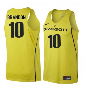 Men's Terrell Brandon Yellow Oregon Ducks #10 Basketball NCAA Jerseys