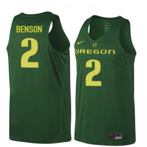 Men's Casey Benson Dark Green UO #2 Basketball Stitch Jerseys