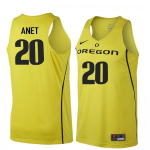 Mens Bob Anet Yellow Oregon #20 Basketball High School Jersey