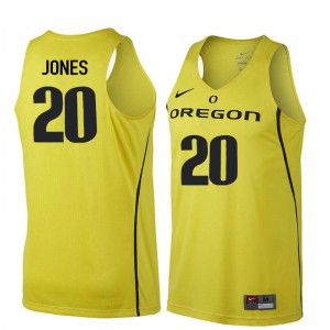Men Fred Jones Yellow Oregon Ducks #20 Basketball High School Jersey