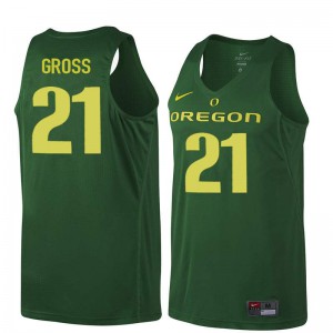Men Evan Gross Dark Green Oregon Ducks #21 Basketball University Jersey
