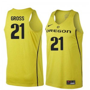 Men's Evan Gross Yellow UO #21 Basketball Stitch Jerseys