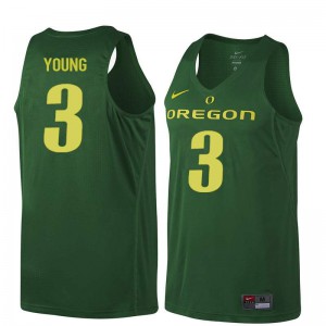 Men's Joseph Young Dark Green Oregon Ducks #3 Basketball Stitch Jersey