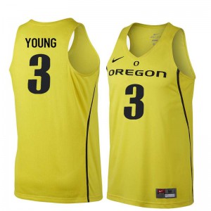 Men's Joseph Young Yellow Oregon #3 Basketball Stitched Jersey