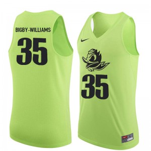 Mens Kavell Bigby-Williams Electric Green Oregon Ducks #35 Basketball Official Jerseys