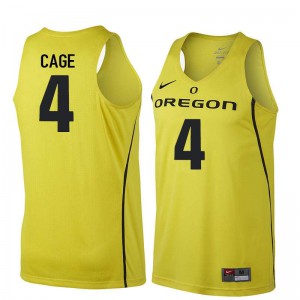 Men's M.J. Cage Yellow Oregon #4 Basketball Alumni Jerseys