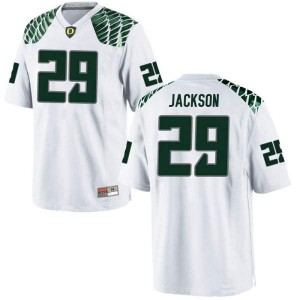 Men Adrian Jackson White Oregon Ducks #29 Football Replica Stitched Jersey