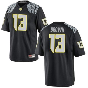Men's Anthony Brown Black Oregon Ducks #13 Football Replica Stitched Jerseys