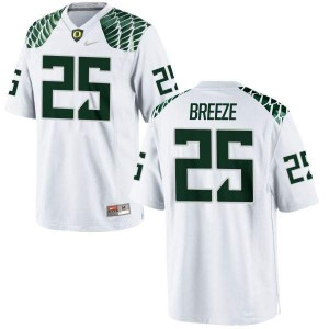 Mens Brady Breeze White Oregon Ducks #25 Football Authentic NCAA Jersey