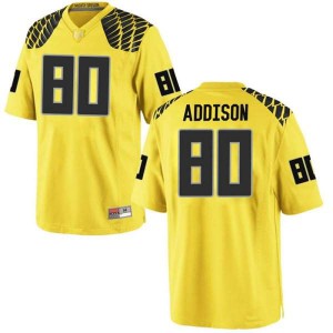 Mens Bryan Addison Gold Oregon #80 Football Replica Official Jersey