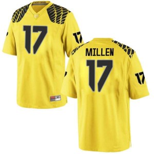 Mens Cale Millen Gold University of Oregon #17 Football Game College Jersey