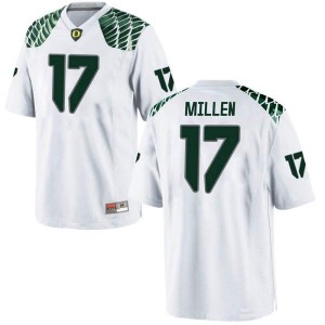 Men Cale Millen White Oregon Ducks #17 Football Replica Stitched Jerseys