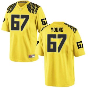 Men Cole Young Gold Oregon #67 Football Game Official Jerseys