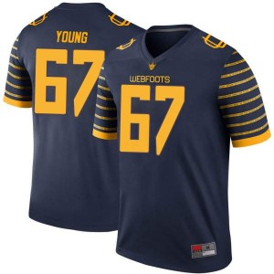 Men's Cole Young Navy Oregon Ducks #67 Football Legend Embroidery Jerseys