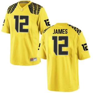 Mens DJ James Gold Ducks #12 Football Game University Jersey