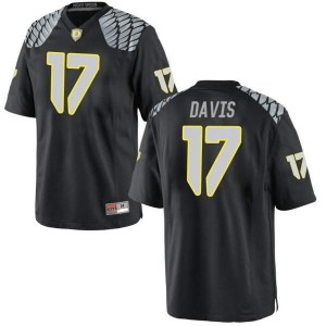 Mens Daewood Davis Black Oregon #17 Football Game Stitch Jersey