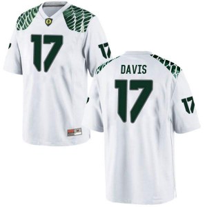 Mens Daewood Davis White Oregon #17 Football Game Stitch Jerseys