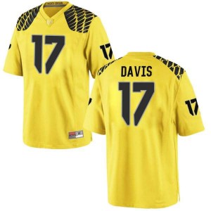 Men Daewood Davis Gold University of Oregon #17 Football Replica Stitch Jerseys