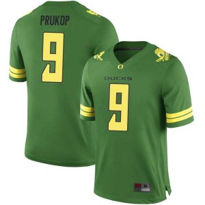 Mens Dakota Prukop Green Ducks #9 Football Game Embroidery Jerseys