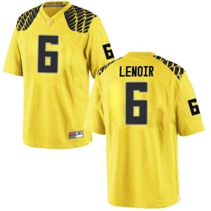 Men's Deommodore Lenoir Gold University of Oregon #6 Football Game High School Jerseys