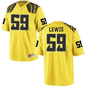 Men's Devin Lewis Gold University of Oregon #59 Football Replica Stitched Jerseys