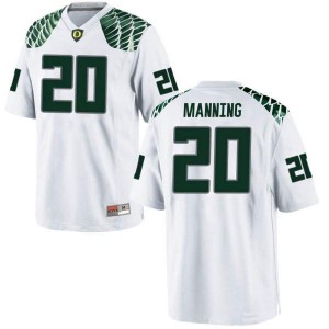 Mens Dontae Manning White Oregon #20 Football Game Player Jersey