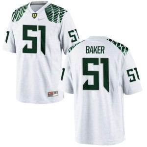 Mens Gary Baker White University of Oregon #51 Football Authentic Football Jerseys