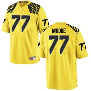 Men's George Moore Gold Oregon #77 Football Replica University Jerseys
