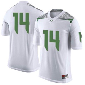 Men's Haki Woods Jr. White Oregon Ducks #14 Football Limited Official Jerseys