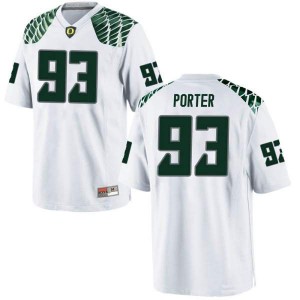 Men's Isaia Porter White Oregon #93 Football Game Embroidery Jerseys