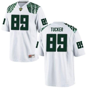 Men JJ Tucker White University of Oregon #89 Football Replica Stitched Jersey