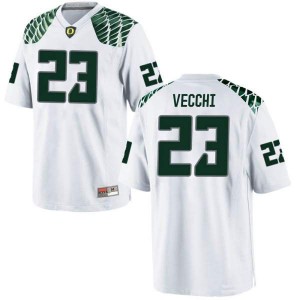 Men Jack Vecchi White University of Oregon #23 Football Replica Embroidery Jerseys