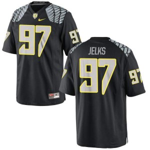 Men's Jalen Jelks Black Oregon #97 Football Authentic Stitched Jerseys