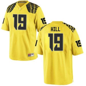 Men's Jamal Hill Gold Oregon #19 Football Replica Embroidery Jersey
