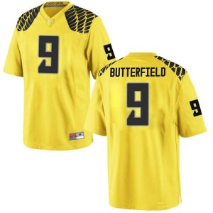 Men's Jay Butterfield Gold Oregon #9 Football Game Stitched Jerseys