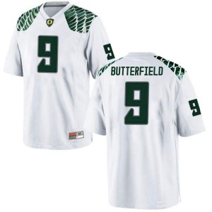 Men's Jay Butterfield White University of Oregon #9 Football Replica Official Jersey