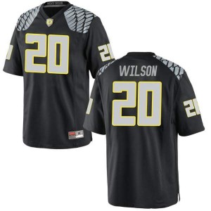 Mens Jayvaun Wilson Black University of Oregon #20 Football Replica Stitched Jerseys