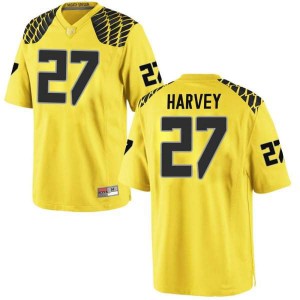 Men's John Harvey Gold Ducks #27 Football Replica Stitched Jersey