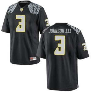 Men's Johnny Johnson III Black Oregon Ducks #3 Football Game NCAA Jerseys