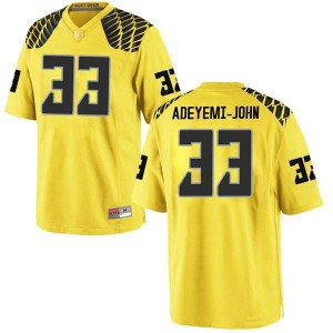 Men's Jordan Adeyemi-John Gold University of Oregon #33 Football Game Stitch Jersey