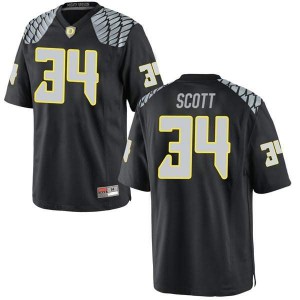 Men's Jordon Scott Black Oregon #34 Football Replica Embroidery Jerseys